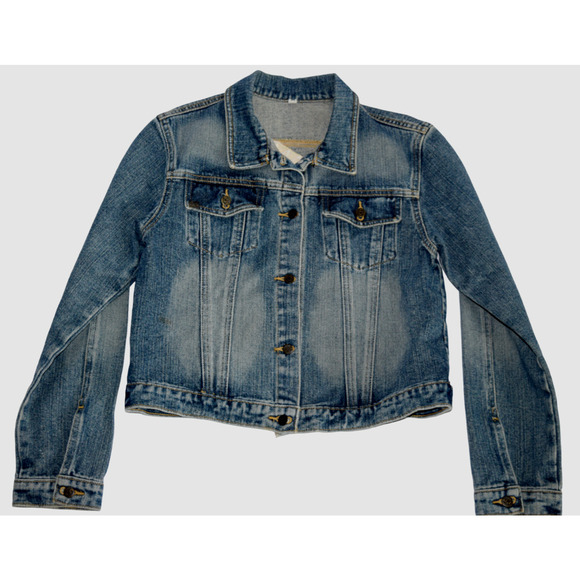 Embroidered White Tiger Denim Jacket Women's Medium Prowling KGB Jeans Waist - Picture 4 of 10